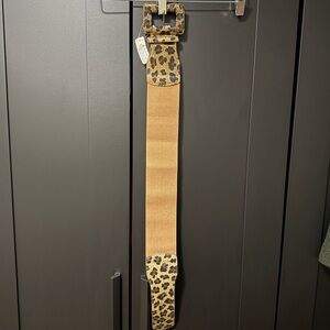 Leopard Print Textile Cinch Belt - One Size